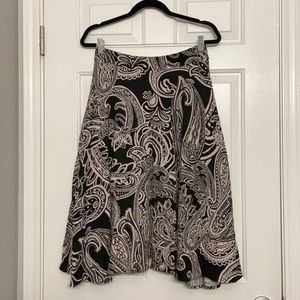 Final Touch Black & Cream Paisley Printed Full Midil Skirt, Back Zip Fully Lined